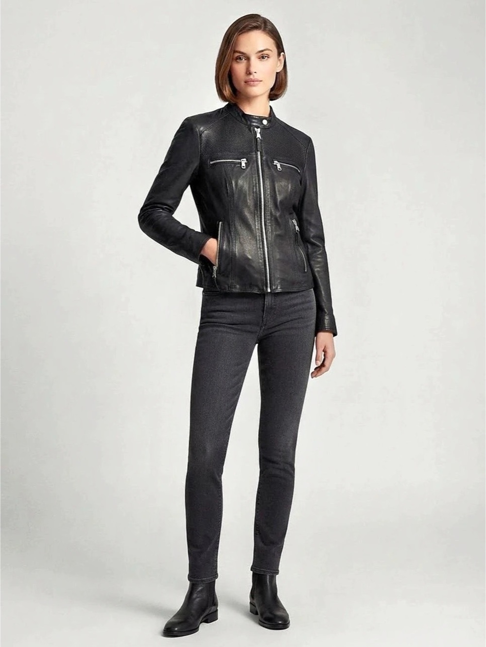 Marc New York Andrew Marc Perforated Leather Jacket in Black Large Like New